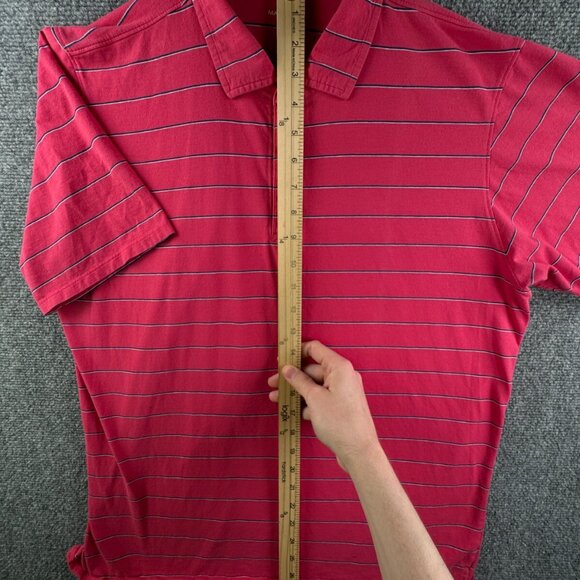 B. Draddy Men Short Sleeve Polo Shirt Striped Adult Stretch Medium Red Blue - Picture 3 of 12